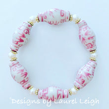 Load image into Gallery viewer, Peony Pink Ginger Jar and Pearl Statement Bracelet - Ginger jar