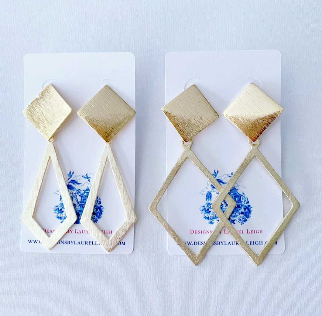 Gold Diamond Shaped Statement Earrings - Posts - Designs by Laurel Leigh