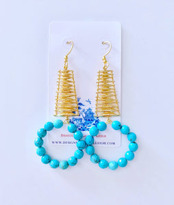 Turquoise & Gold Abstract Hoops - Ginger jar