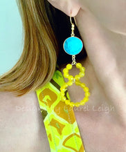 Load image into Gallery viewer, Turquoise &amp; Yellow Gemstone Hoop Earrings - Ginger jar
