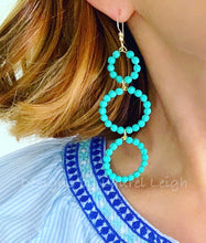 Load image into Gallery viewer, Turquoise Beaded Triple Drop Hoops - Ginger jar