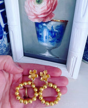 Load image into Gallery viewer, Gold Dogwood Blossom Beaded Drop Hoops - Two Styles - Ginger jar