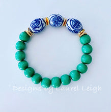 Load image into Gallery viewer, Chinoiserie Beaded Bracelet - Kelly Green - Ginger jar