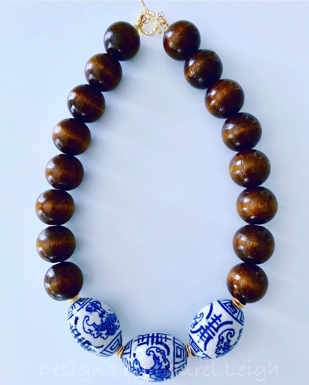 Chunky Short Chinoiserie Beaded Statement Necklace - Brown - 2 Options - Ginger jar